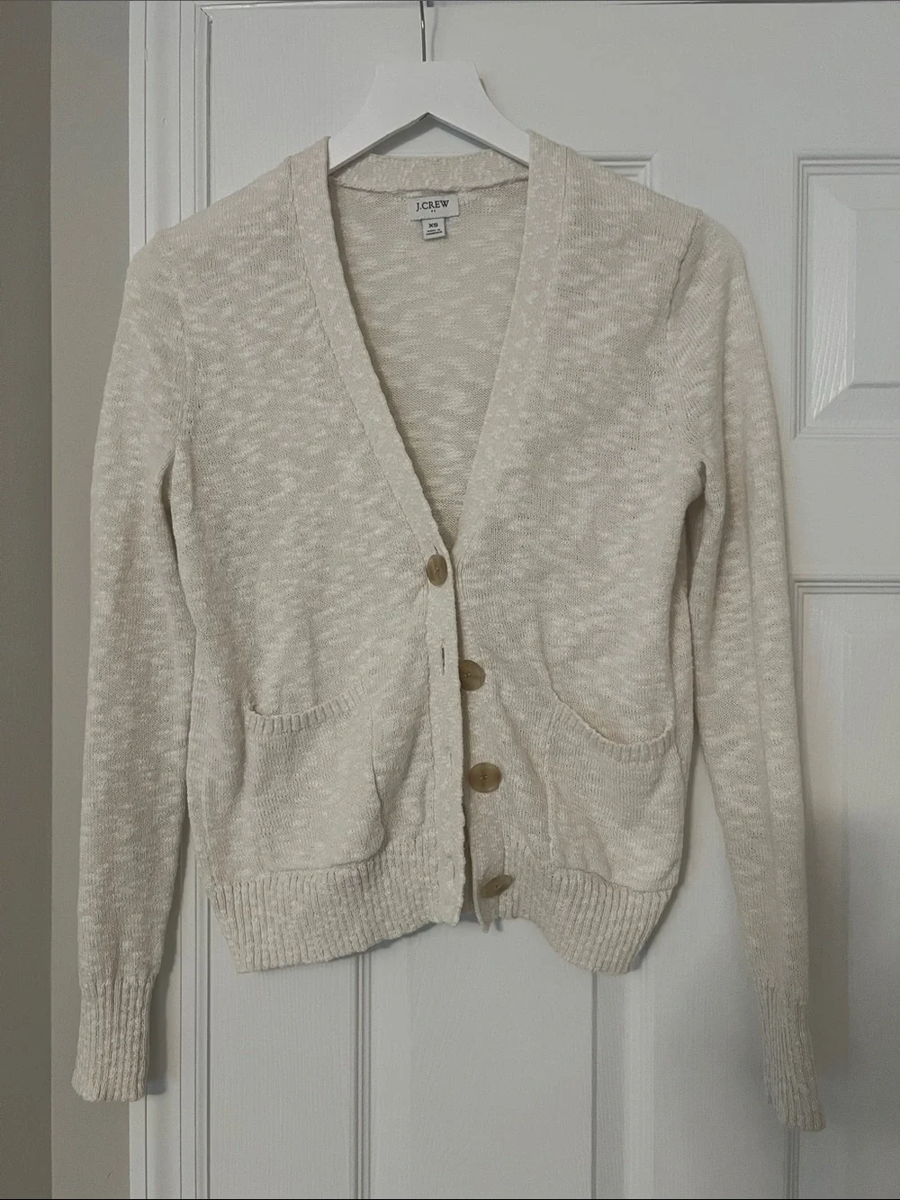 J. Crew Cream V-Neck Button Cardigan
